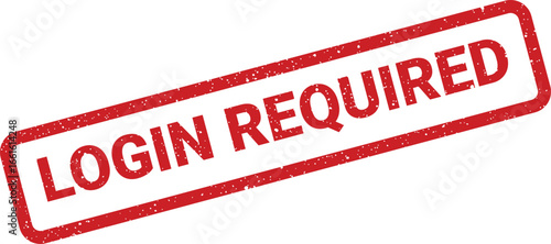 Login required message in a red distressed rectangular stamp for security notice