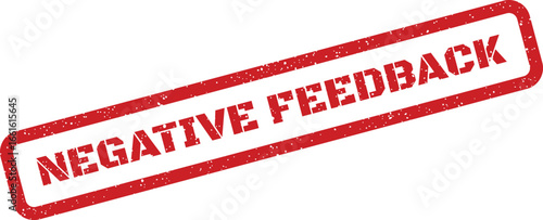 Negative feedback stamp with grainy texture effect, inclined angle, for business communication