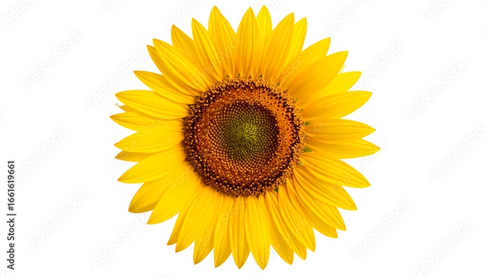 Obraz premium Vibrant Yellow Sunflower Head Isolated on a Clean White Background.