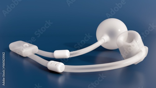 A 3d rendering of artificial urinary sphincter (AUS). It is a surgically implanted medical device used to treat severe stress urinary incontinence, particularly in men after prostate surgery. 
