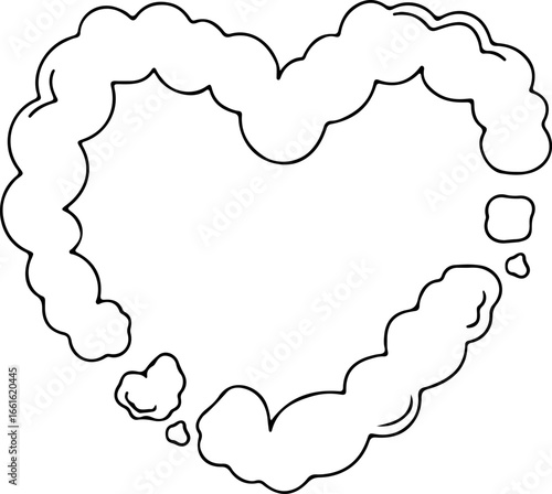 Black line Smoke lines forming a heart shape design for templates.