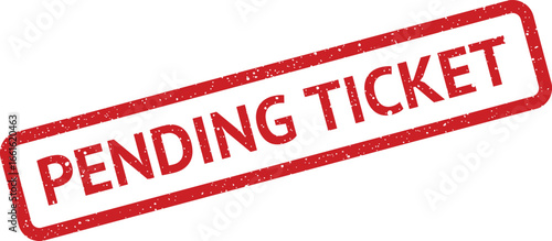 Pending ticket rubber stamp design with diagonal orientation and grunge texture effect