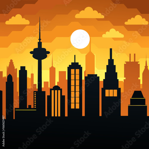 city skyline at night