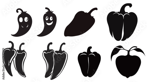 Funny Capsicum Silhouette Vector Graphic Design – Playful Vegetable Illustration