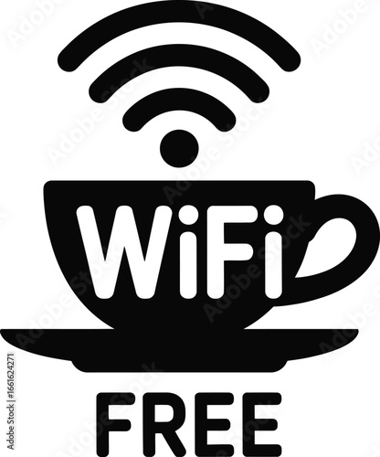 Coffee Cup with Free WiFi Logo / Icon
