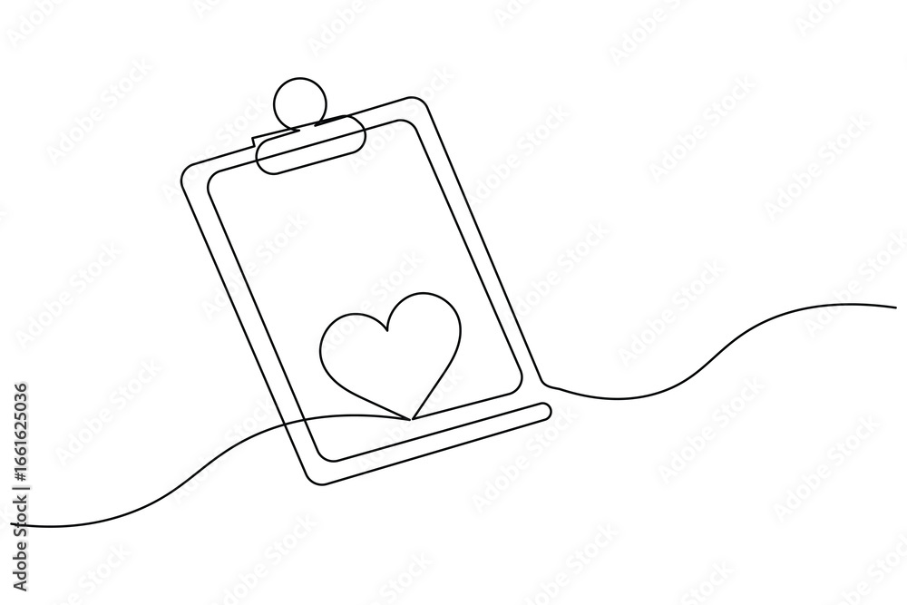 Obraz premium One line drawing of clipboard minimalist outline vector art