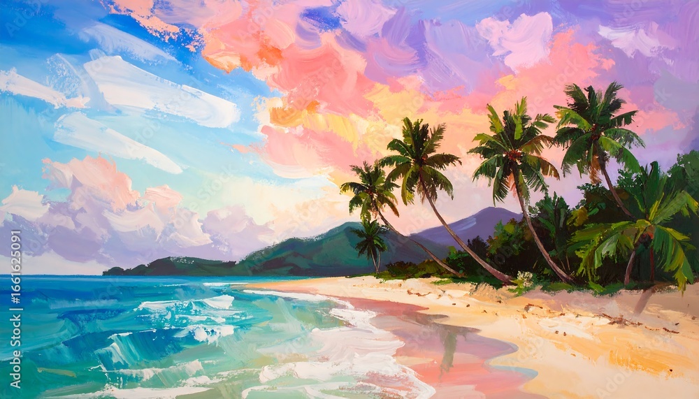 Fototapeta premium Beach sunset, firefly hues