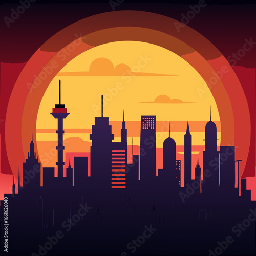 city skyline at night