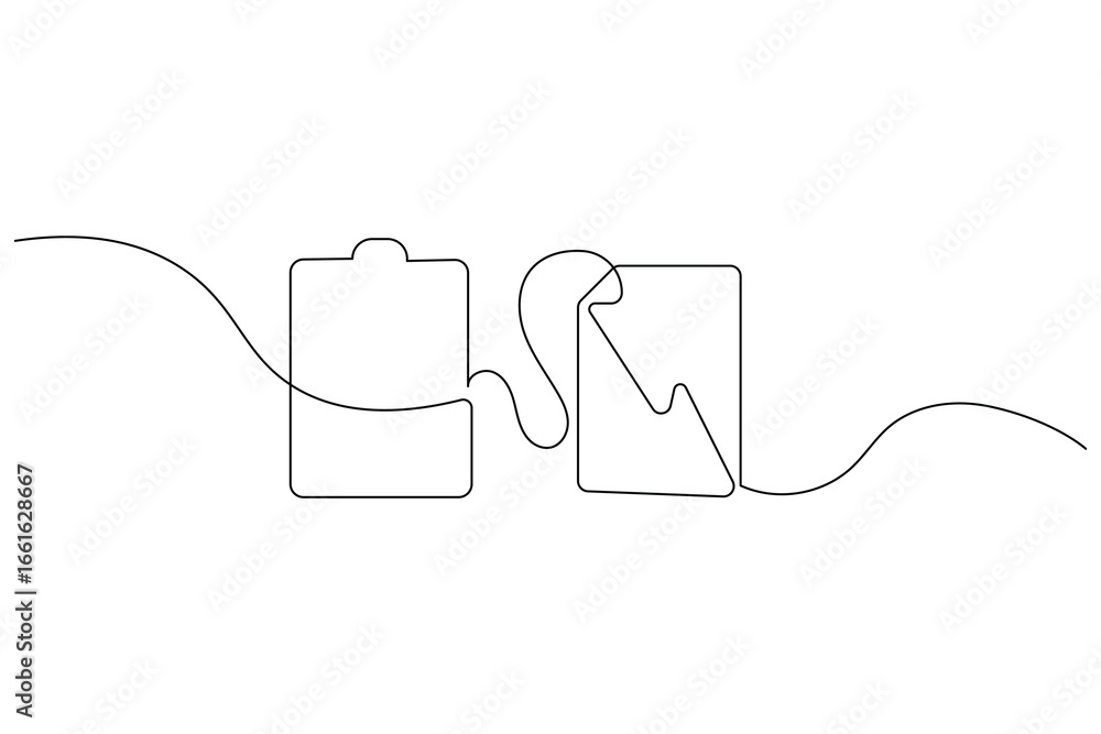 Obraz premium One line drawing of clipboard minimalist outline vector art