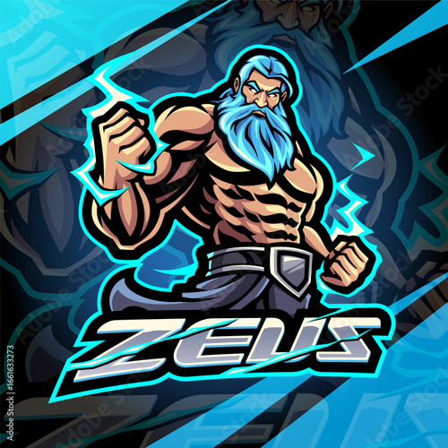 Zeus god esport mascot logo design
