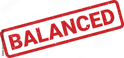 Red balanced rubber stamp effect angled vector, grunge texture, imperfection design element