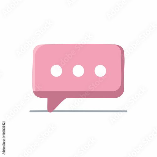 Pink speech bubble with ellipsis representing typing or thinking in communication