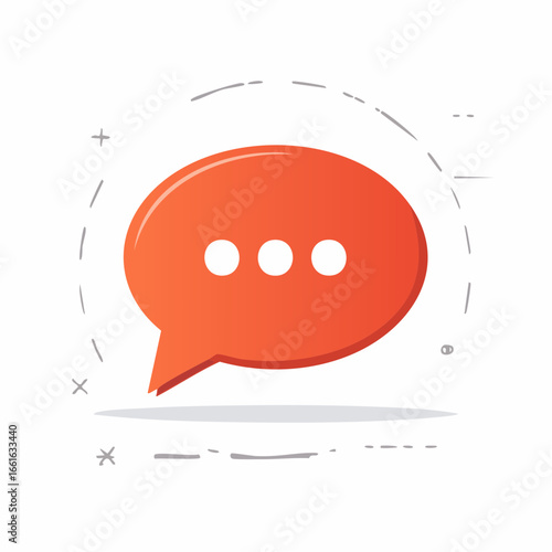 Digital orange speech bubble with ellipsis for online communication