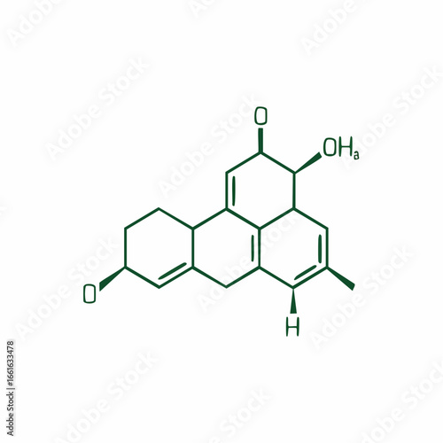 Chemical structure of an organic molecule with hydroxyl groups and fused rings
