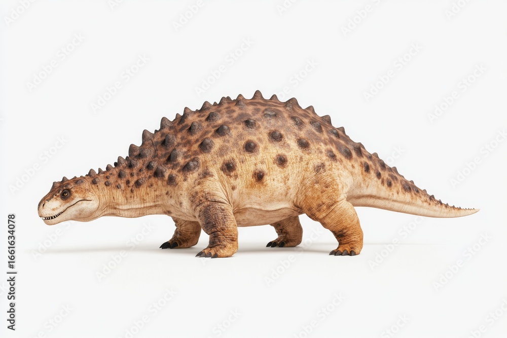 Naklejka premium Detailed ankylosaurus dinosaur on white background for educational purposes