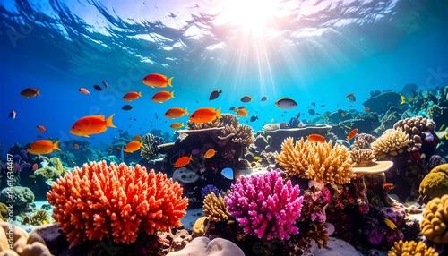 Colorful coral reef underwater scene