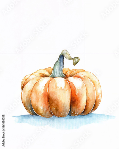 Watercolor pumpkin illustration, perfect for autumn decor, fall harvest prints, Thanksgiving artwork, Halloween design, and seasonal wall art