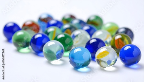 Colorful glass marbles grouped