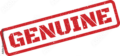 Red genuine rectangular rubber stamp imprint, angled, with speckled grunge effect style