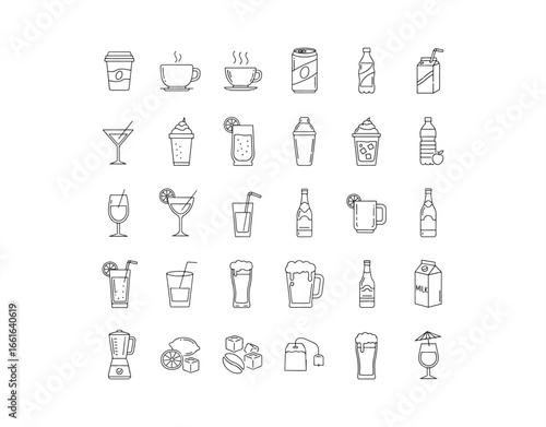 Drink Icons with Editable Stroke
