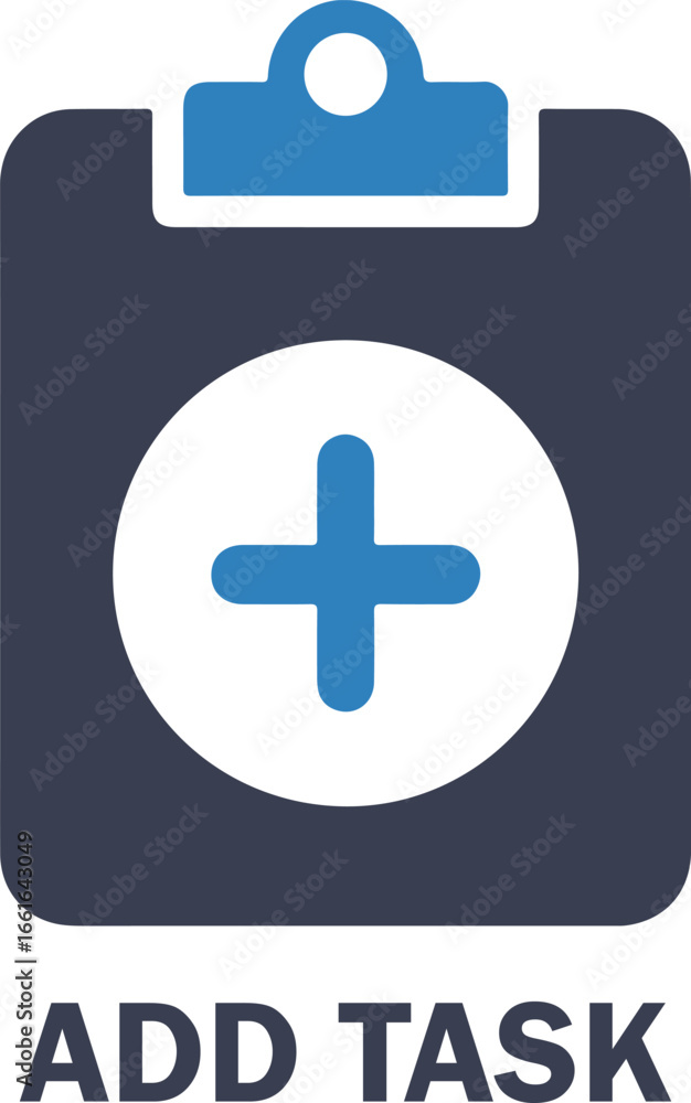 Fototapeta premium Add task icon, representing a new assignment or project on a clipboard