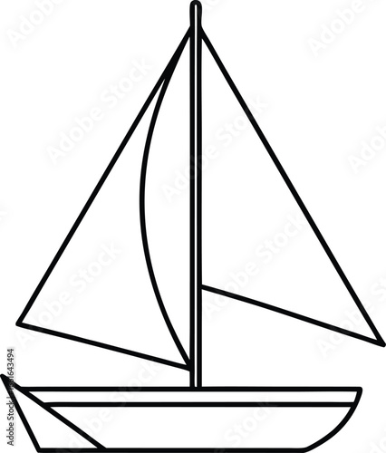 A simple sailboat with a single mast line art 