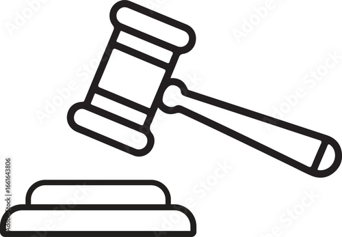 Outline illustration of a gavel, representing law, justice, and legal proceedings