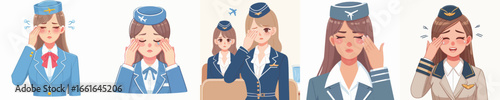 vector character of a flight attendant with sore eyes