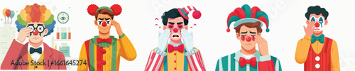 clown character vector with sore eyes