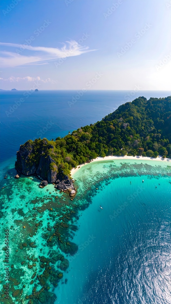 Fototapeta premium Aerial view of tropical island paradise