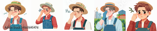 farmer character vector with sore eyes