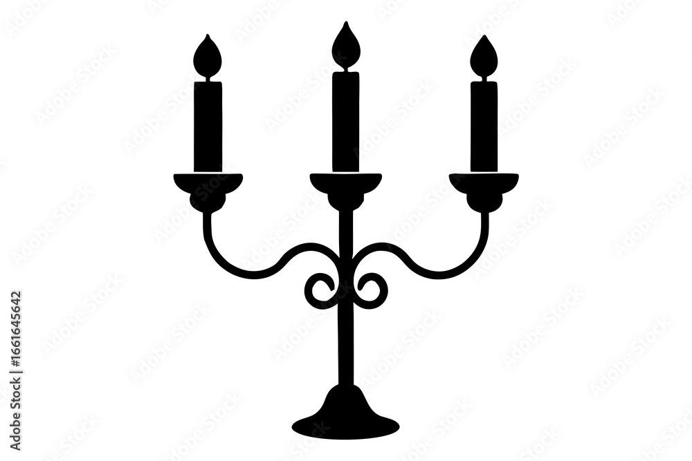 Fototapeta premium Three-Candle Candelabra Icon – Symbol of Elegance, Romance, and Classic Decor