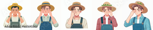 farmer character vector with sore eyes