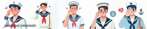 vector character sailor sore eyes