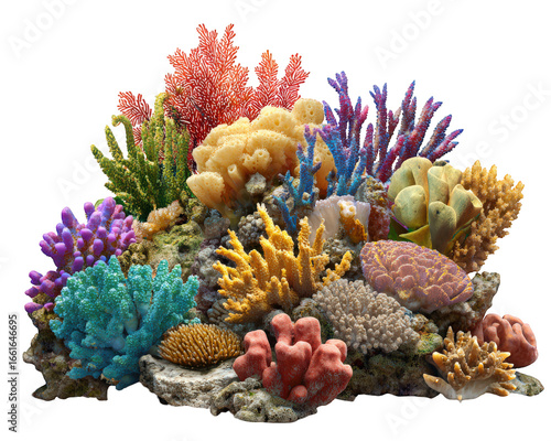 Fototapeta Naklejka Na Ścianę i Meble -  Colorful coral reef marine underwater ocean tropical aquatic vibrant nature sea life create lively underwater scene with various coral species and textures