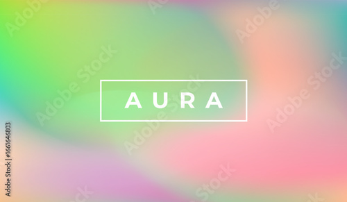 Abstract vector illustration features a modern aura gradient style, with swirling pastel green, and pink colors blending smoothly to create a dreamy, soothing visual theme.
