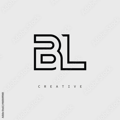 BL Creative Letter Logo – Minimal Line Monogram in Black Outline for Modern Branding Identity Design.