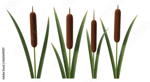 Obraz na płótnie Isolated Cattails with Green Leaves