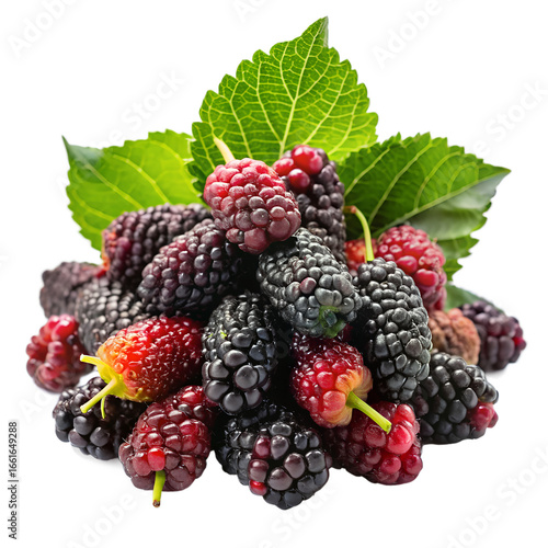 Fresh mulberries isolated on transparent background