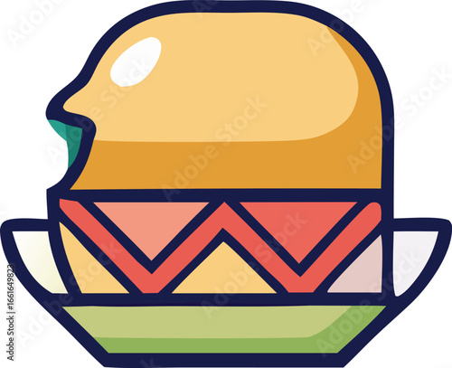 Whimsical cartoon burger icon delicious fast food meal graphic fun food design appetizing snack image