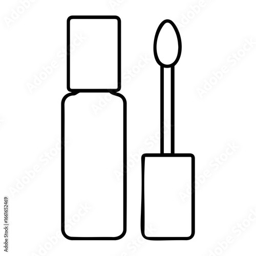 Illustration of a lip gloss container and applicator with a white background on transparent background