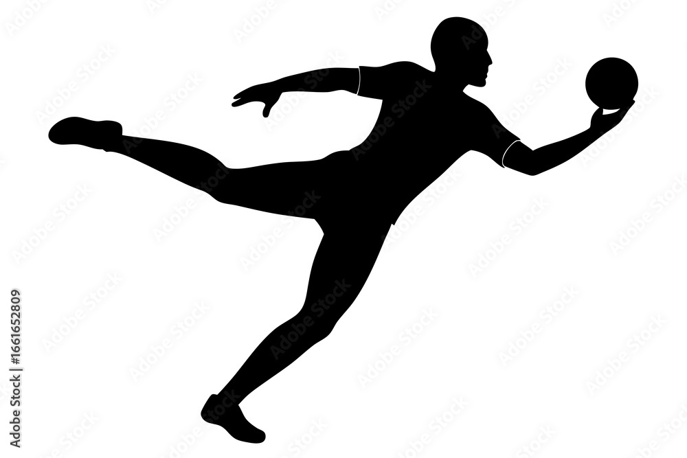 Obraz premium Diving Goalkeeper Catching Ball Silhouette Vector