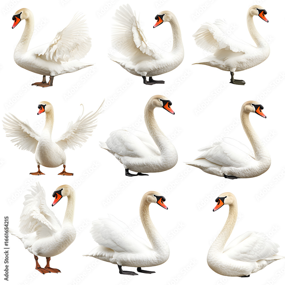 Obraz premium Exquisite Swan Collection: Graceful Poses Showcase Elegance and Beauty