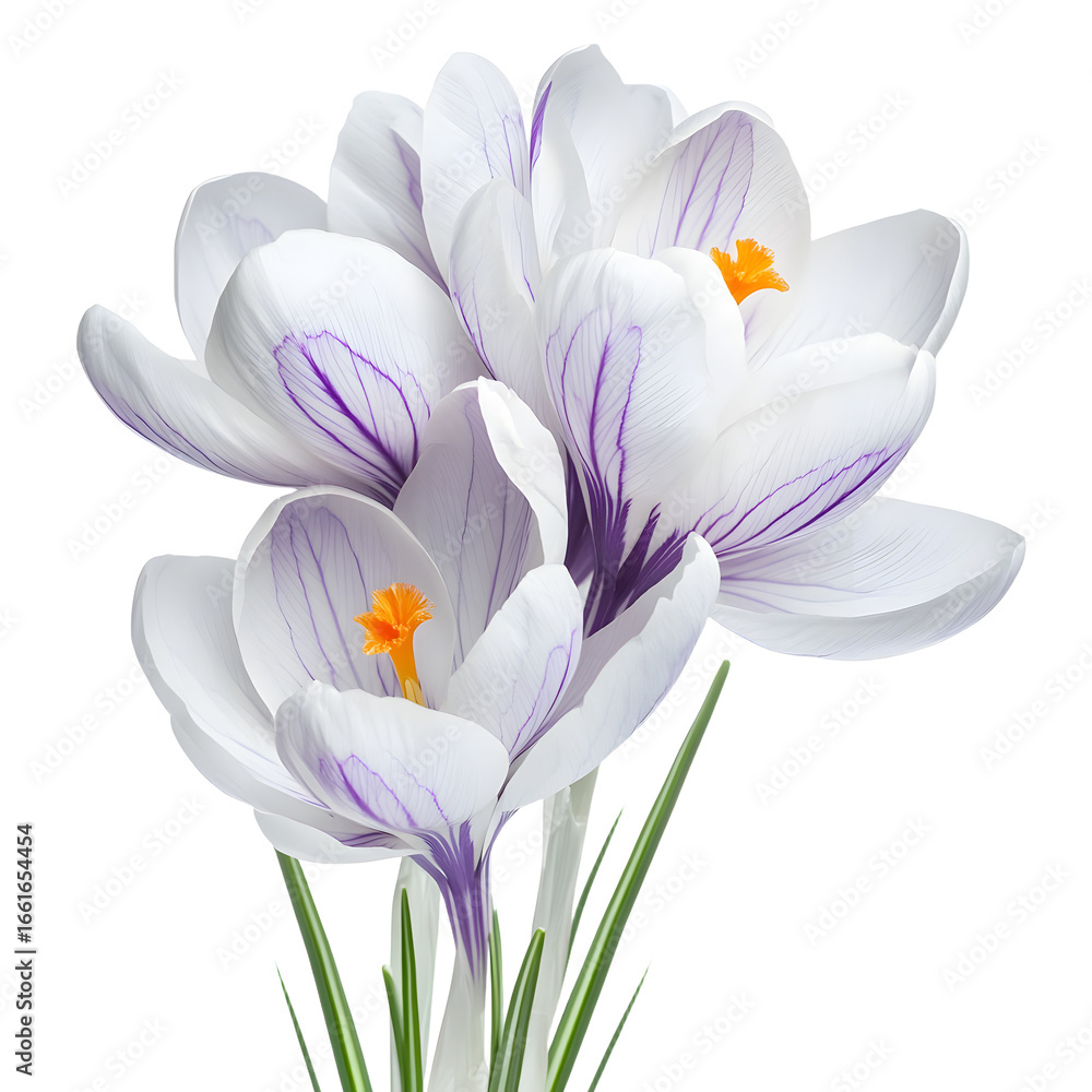 Fototapeta premium Elegant Bunch of Closed White Crocus Flowers - Professional Floral Composition