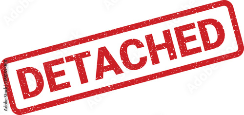 Red ink detached stamp illustration with grunge texture, rectangle frame and slanted angle