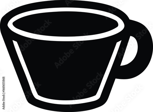 Simple black silhouette of a coffee cup with a handle symbolizing warmth and daily rituals for beverage enjoyment