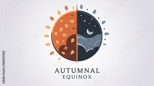 Autumnal Equinox Minimal Circle Illustration