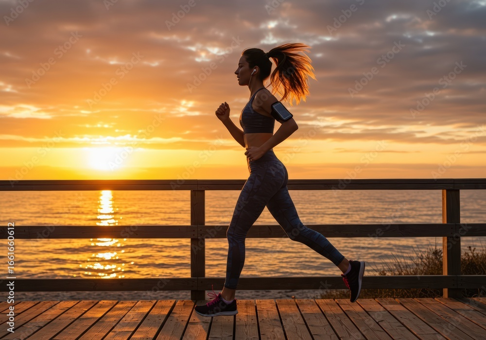 Fototapeta premium Sunrise Coastal Run Fitness Motivation