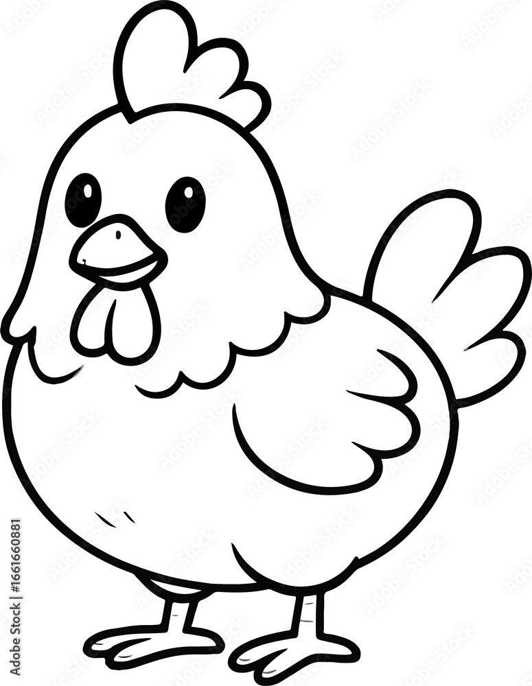 Fototapeta premium A fun, cute cartoon vector illustration of a baby chicken and a hen