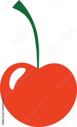 Juicy red cherry with green stem a delicious fruit for healthy eating and sweet treats